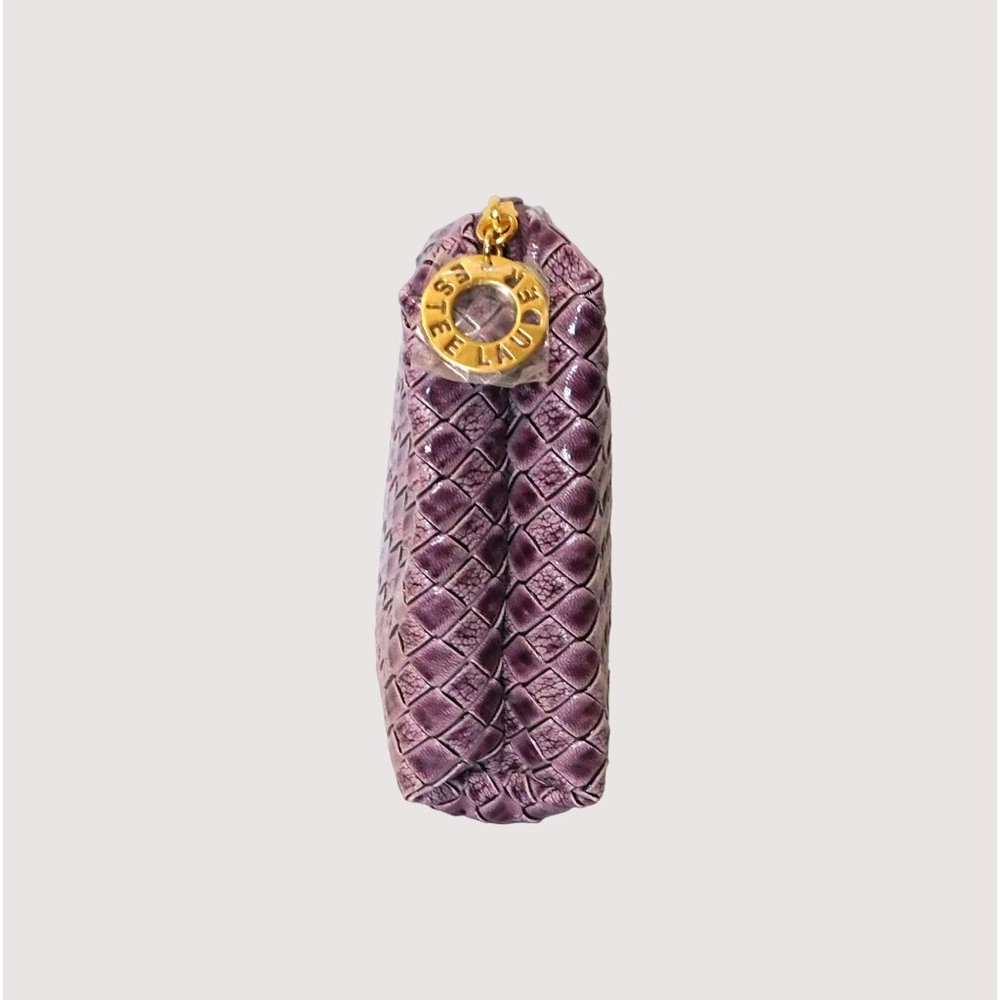 Estee Lauder Cosmetic Bag Purple Woven Pattern Zipper Closure - Picture 4 of 5